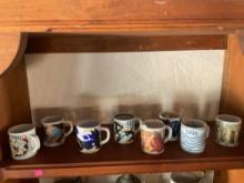 Vintage Royal Copenhagen annual collectable small mugs.1990-1996 & one unknown year. 8 mugs total