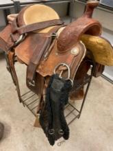 15.5" Martin Saddlery saddle, 34" cinch, Dale Martin horse vest, saddle bag & Flank girth