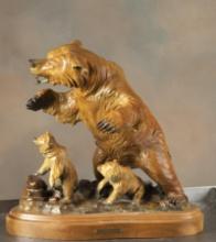 Large Bronze Sculpture by noted artist Michael Hamby, #1/50, titled "MAMA BEAR". Fantastic detail an