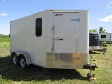 257. 2003 PACE AMERICAN 7 FT X 16 FT. TANDEM AXLE PULL TYPE V NOZE ENCLOSED