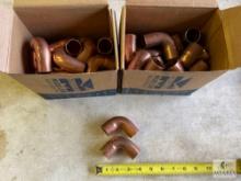 Two Boxes (50) Streamline Copper W-02344 90-degree Street Ells - 1 1/8 OD