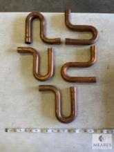 Group of Five Streamline Copper Suction Line P Traps - 1 1/8 OD