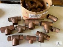 23 Pieces of Various New Copper Plumbing Fittings - Tees and 45-degree Ells