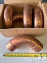 Five Streamline 3 1/8-inch Copper 90-degree Ells