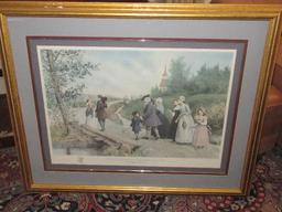 Titled "Sunday Morning In Sleepy Hollow" Washington Irving Attributed To Jennie Brownscombe