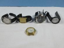 5 Men's Wrist Watches Seiko Quartz, Remy Date/Day Dual Time Bijoux Terner, Pierre Bideaux &