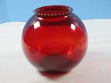Anchor Hocking Depression Glass Royal Ruby Large 6" Ivy Ball Vase Ruffled Rim