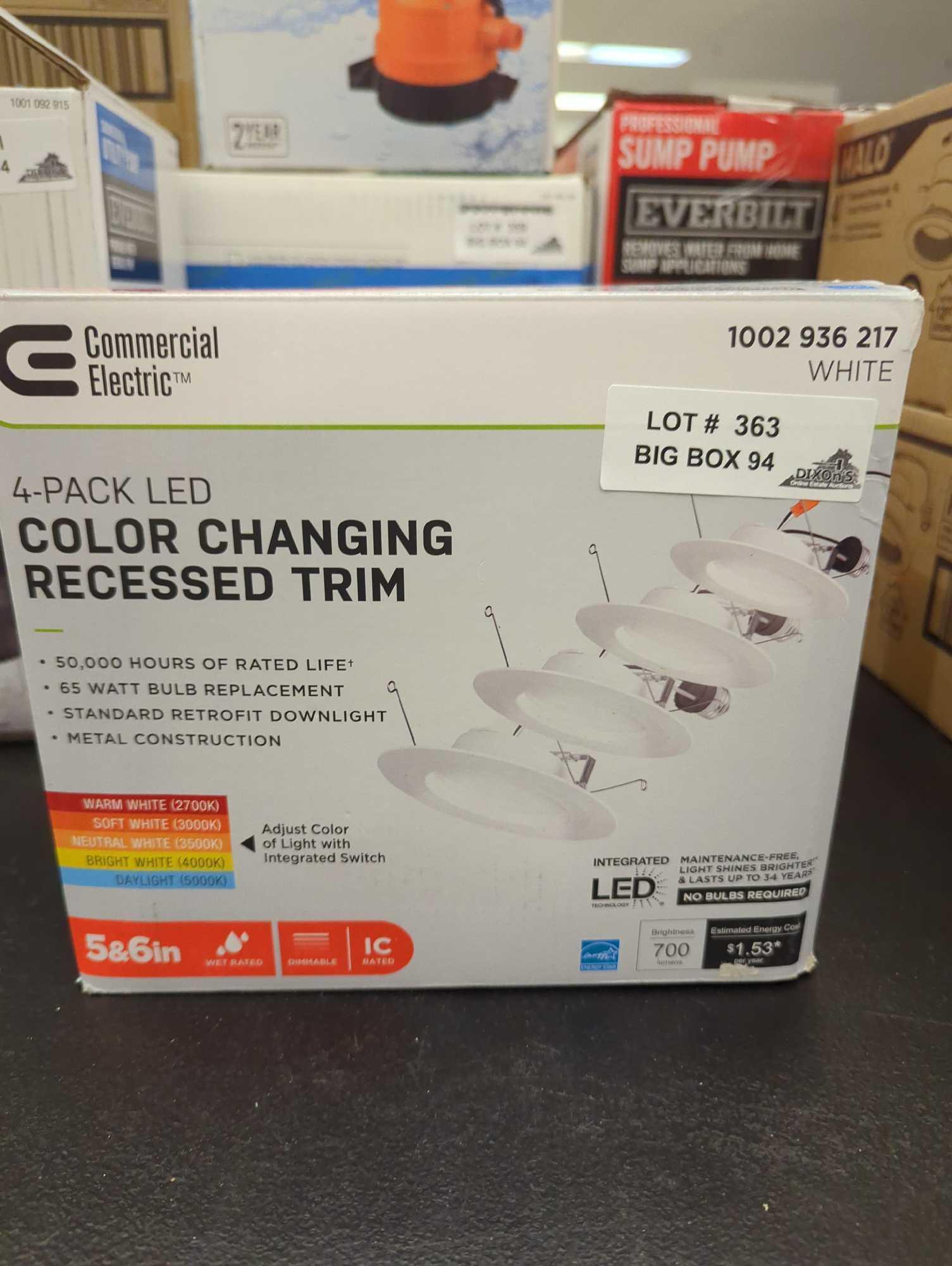 Commercial Electric 5/6 in. Integrated LED White Dimmable Recessed Light Trim with Adjustable Color
