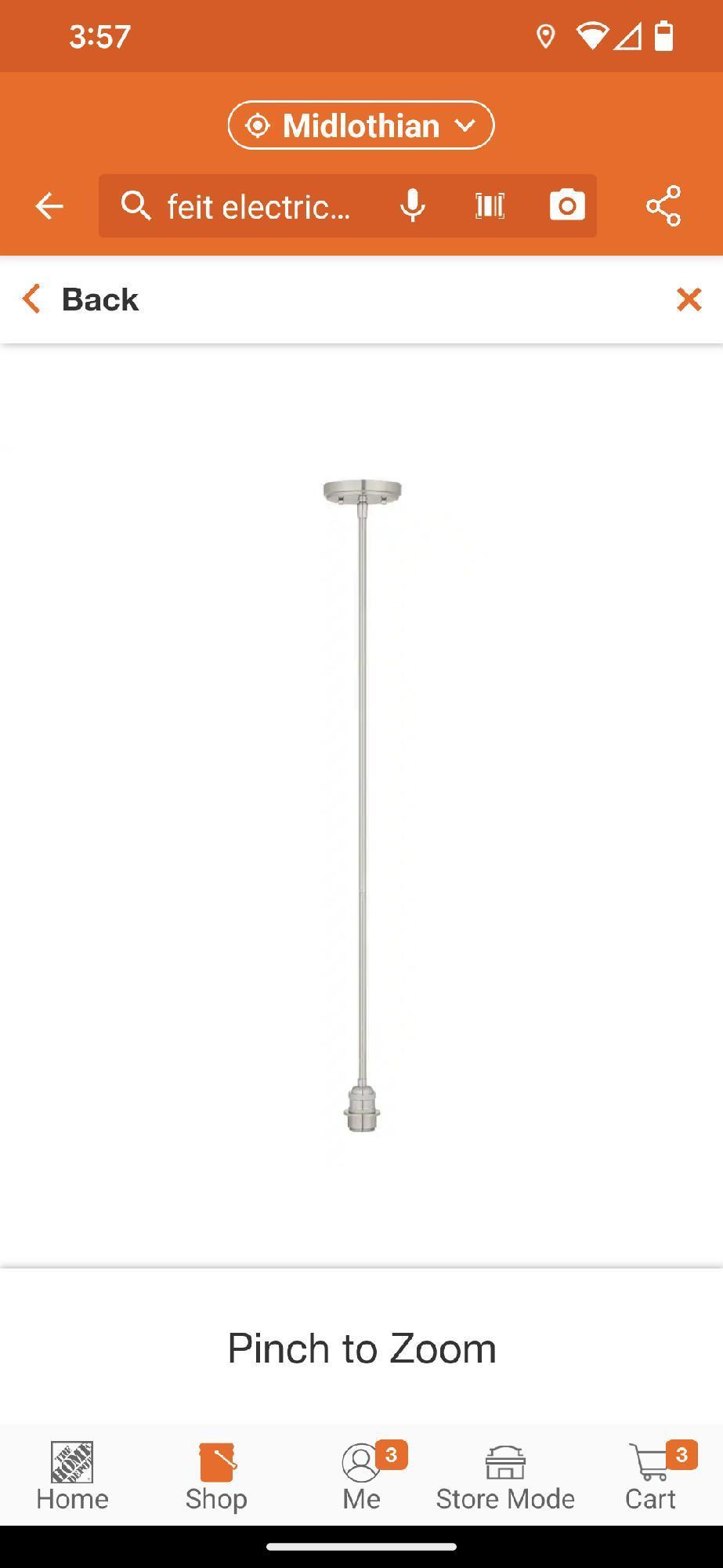 Lot of 2 Brushed Nickel Diamond Knurled Pendant Light Kit with Full Metal Rod, Appears to be New in