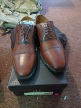 (LR) COLE HAAN AIR GEOFFREY CAP TO MAHOGANY DRESS SHOES, MEN'S SIZE 11.5, WITH DUST BAG AND BOX