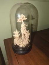 (DEN) HAND CARVED CORK DIORAMA WITH CHINESE STYLE SCENE, 9" HEIGHT, APPEARS TO BE IN GOOD CONDITION,