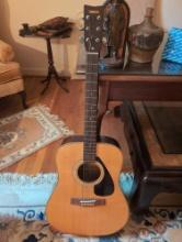 (UPOFC) YAMAHA FG-151 ACOUSTIC SIX STRING GUITAR WITH HARD CASE. MODEL YEAR 1976.