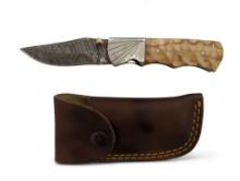 Handmade Damascus steel knives with custom wood, bone, horn or resin handles. The knives are made