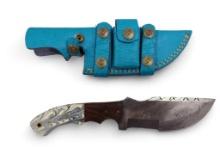 Handmade Damascus steel knives with custom wood, bone, horn or resin handles. The knives are made