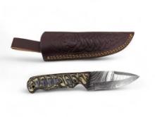 Drop Point Knife. Handmade Damascus steel knives with custom wood, bone, horn or resin handles. The
