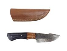 Modified Clip Point Knife. Handmade Damascus steel knives with custom wood, bone, horn or resin