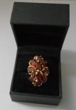 925 RING WITH RED STONES