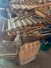 (GAR) LARGE LOTNOF ASSORTED ITEMS TO INCLUDE, EARLY STYLE OUTDOOR FOLDING CHAIRS, EARLY STYLE METAL