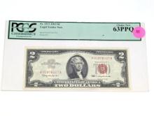 FR. 1513 SERIES OF 1963 $2 LEGAL TENDER NOTE - SERIAL #A01976107A, PLATE C2/1. GRADED CHOICE NEW
