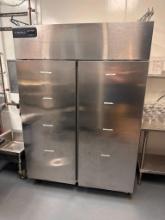 Delfield Welbilt GBR2P-S, 2-Section, 2-Door Reach-In Commercial Refrigerator on Mobile Base, NSF