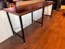 Solid Wood Community Table, Mobile Base, 8ft 4in (100in) x 42in H x 30in D, 6 Mobile Casters, Steel