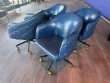 4 Qty. Blue Leather Lounge Chairs, Sold by the Chair x's the Quantity, 4x$