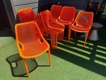 18 Qty. Orange Epoxy Metal Stacking Chairs, Indoor/Outdoor, Metal Mesh w/ Epoxy Coating