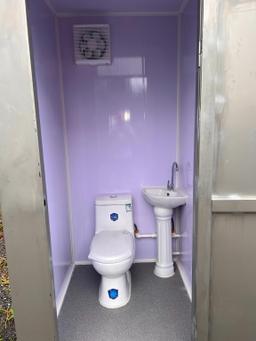PORTABLE BATHROOM STATION NEW PORTABLE TOILET equipped with 2 toilets, 2 sinks, ventilation fan,