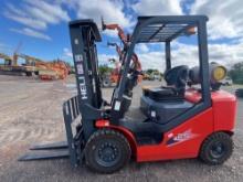 NEW HELI CPYD25 FORKLIFT powered by LP engine, equipped with OROPS, 5,000lb lift capacity, 185in.