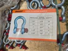 NEW SCREW PIN ANCHOR SHACKLES 20T NEW SUPPORT EQUIPMENT (10)3/4" 4.75T, (10) 7/8" 6.5T, , (8) 1"