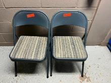 (2) FOLDING STEEL CHAIRS W/ CUSHIONS SUPPORT EQUIPMENT