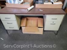 Lot of Metal Desk, Printer Table, Wooden Computer Desk, Lateral 2-Drawer File Cabinet, File