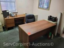 Lot in Office of 2 Wooden Desks, 2 Letter 2-Drawer File Cabinets, Office Chair - NOT contents on
