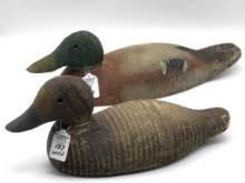 Lot of 2 Wood Decoys Including Victor
