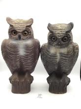 Pair of Paper Mache Owls-One Has Damaged Ear