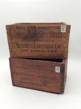 Lot of 2 Adv. Wood Ammo Boxes