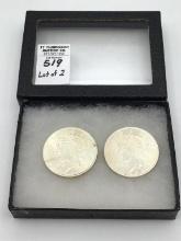 Lot of 2 SIlver Peace Dollars-1922 & 1923