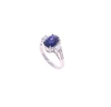 GIA 2.60ct Sapphire VS1 Diamond & Platinum Ring