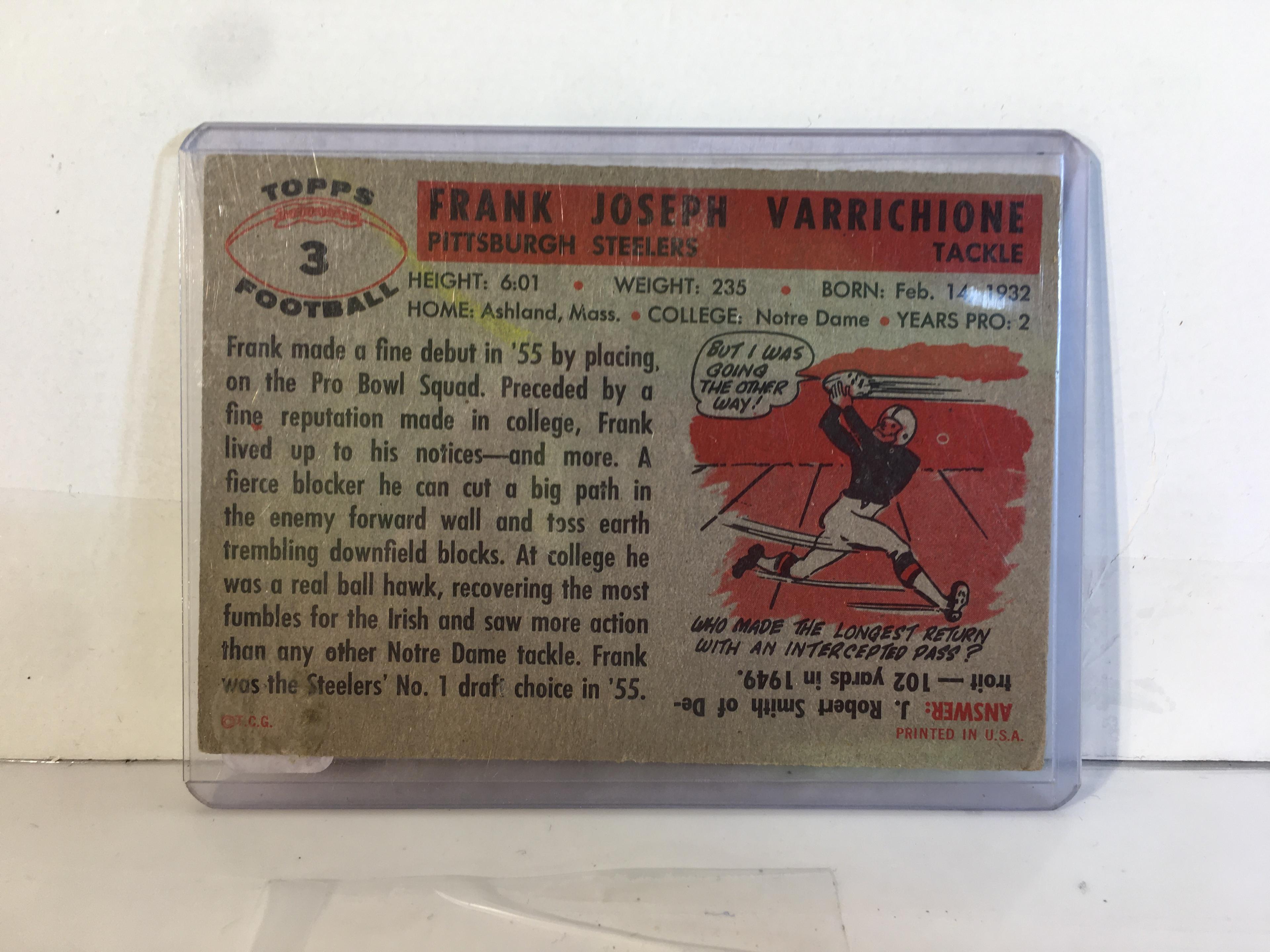 Colllector Vintage Topps NFL Football Sport Trading Card Frank Varrichione #3 Football Sport Card