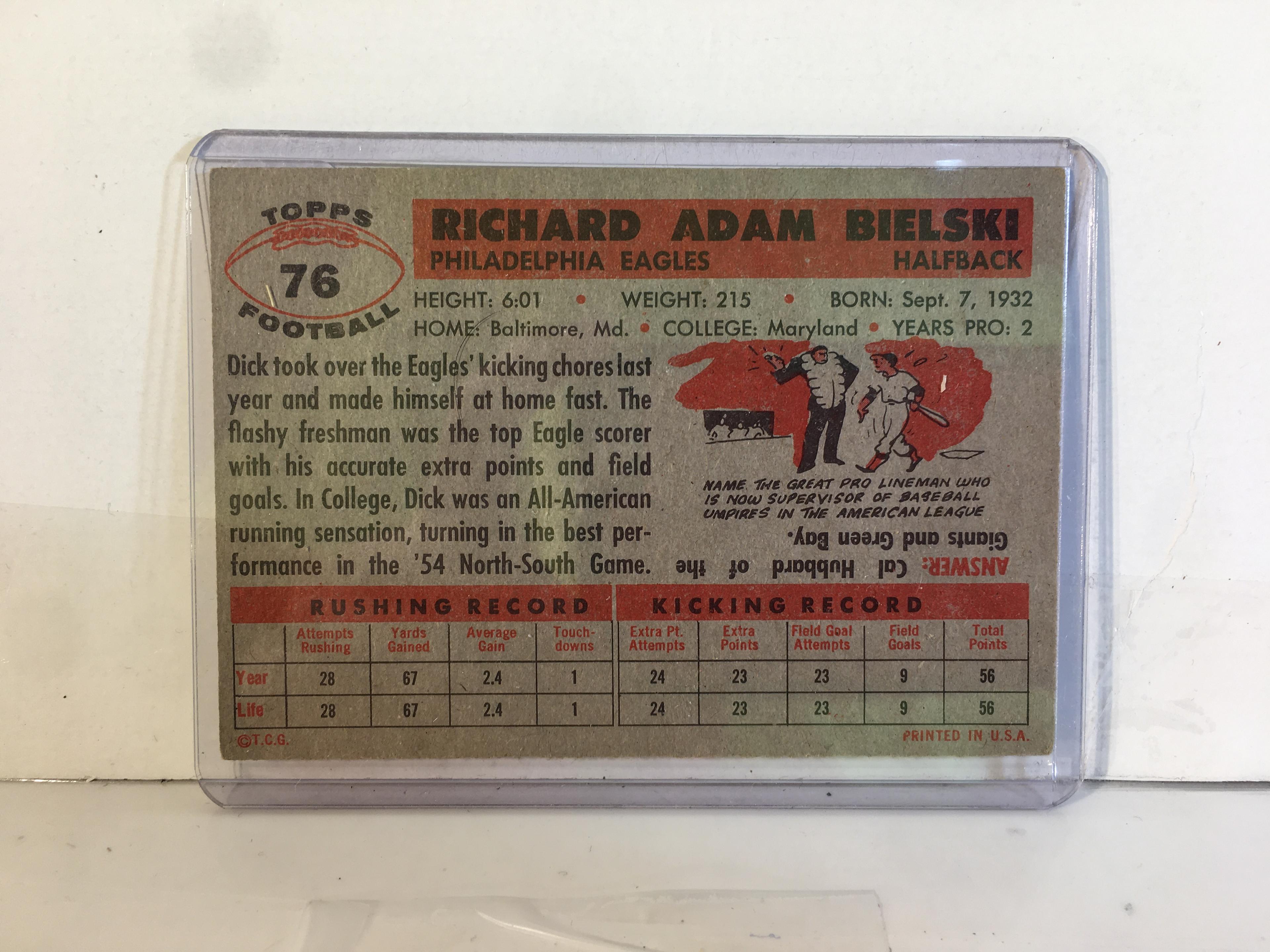 Collector Vintage Topps NFL Football Sport Trading Card Dick Bielski #76 Football Sport Card