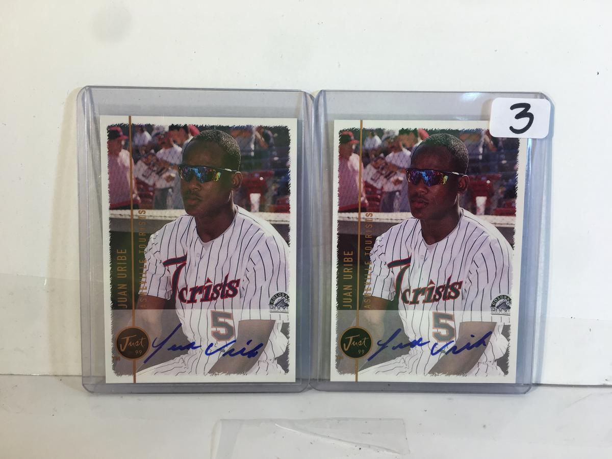 Lot of 2 Pcs Collector Just Minors Baseball Sport Trading Card Autographed by Juan Uriba Sport Card