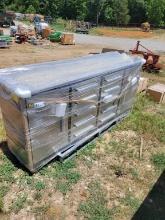 2024 UNUSED STAINLESS STEEL 7FT WORK BENCH WITH 10 DRAWERS AND 2 CABINETS.