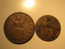 Foreign Coins: Great Britain 1948 Penny & 1907 /2 Penny