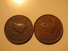 Foreign Coins: 1949 & 1950 Great Britain Farthings