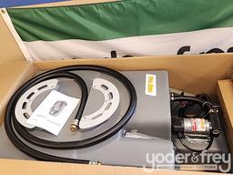 Unused Fuel Boss 25 Gallon Diesel 12V Transfer Unit, 10' Delivery Hose c/w Auto Nozzle, 10 GPM