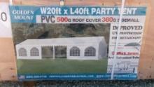 2024 GOLDEN MOUNT PARTY TENT,  NEW, W-20' X L-40', AS IS WHERE IS