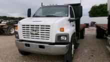 2007 CHEVY C6500 FLATBED DUMP TRUCK, 173373 MILES  DAYCAB, 8.1L GAS, 6 SPEE
