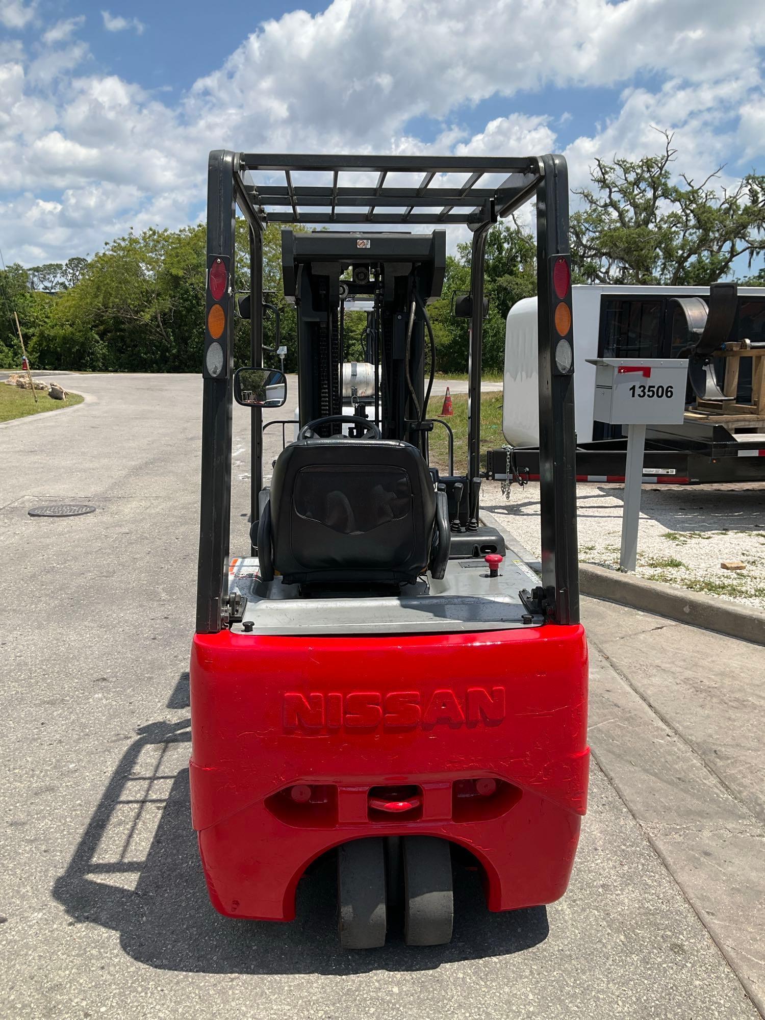 NISSAN 40 FORKLIFT MODEL G1N1L20V, ELECTRIC, APPROX MAX CAPACITY 2745LBS, MAX HEIGHT 240in, TILT,
