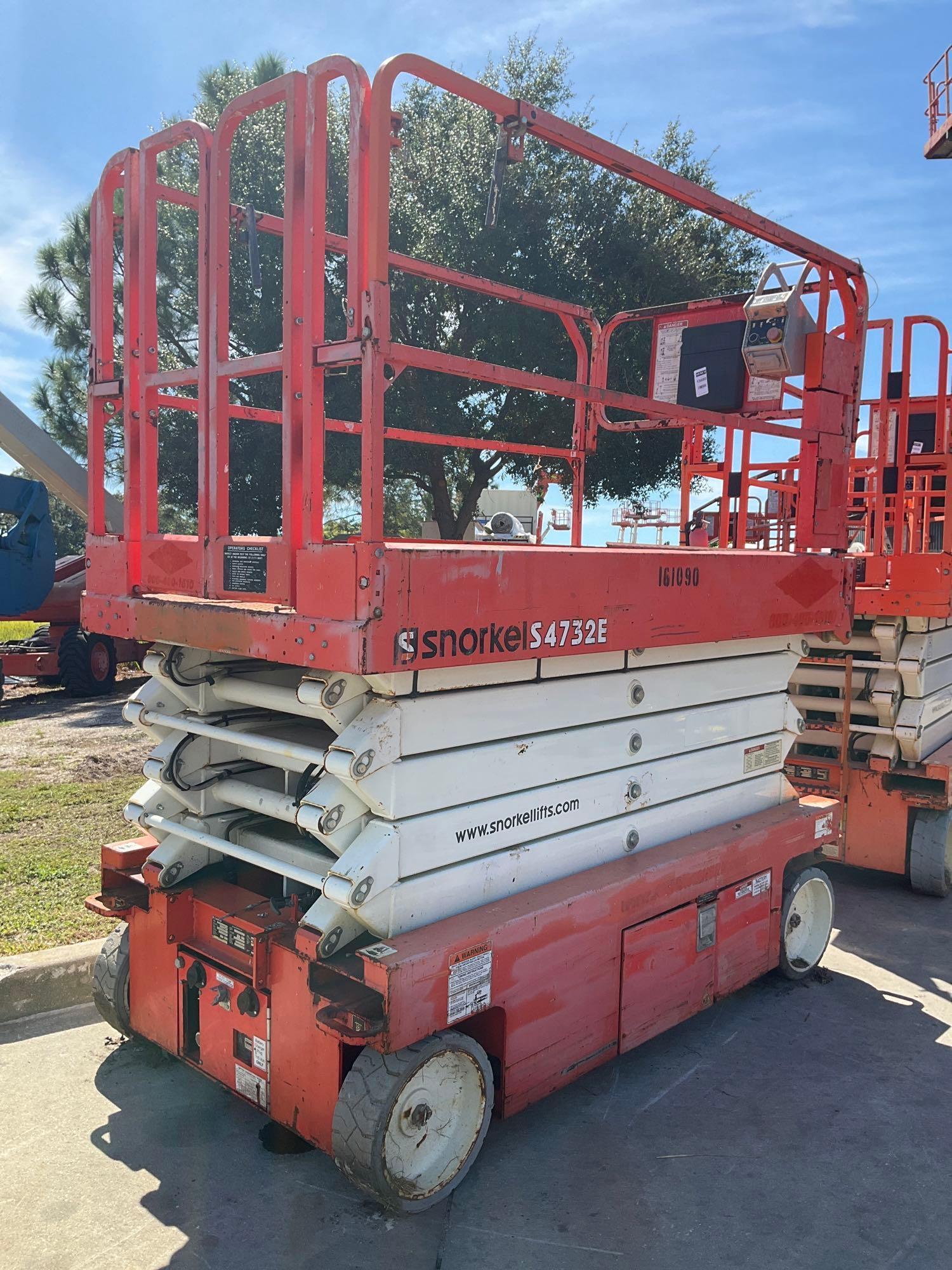 2015...SNORKEL SCISSOR LIFT MODEL S4732E ANSI, ELECTRIC, APPROX MAX PLATFORM HEIGHT, 32FT, NON MA...