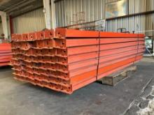 CROSSBEAMS FOR PALLET RACKING, APPROX 64 TOTAL, APPROX 8FT